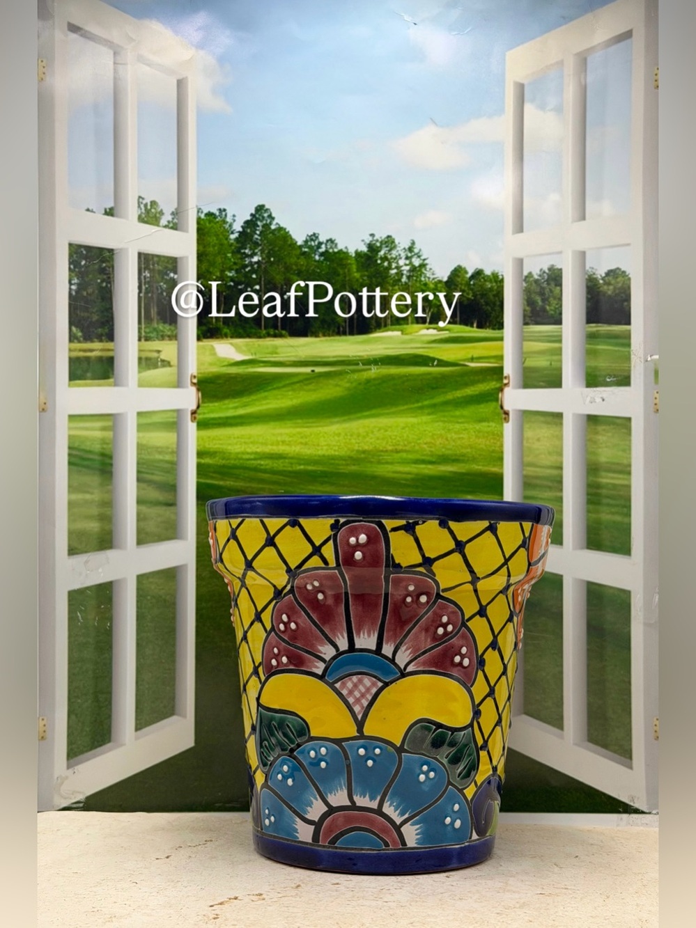 Hand Painted Talavera Planter with Drainage Hole - Picture 6 of 11